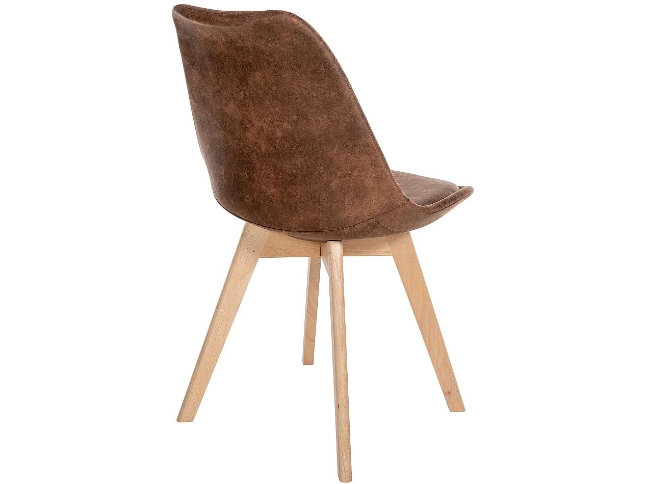 Lot de 4  chaise salle à manger - Similicuir - Marron - Linares
