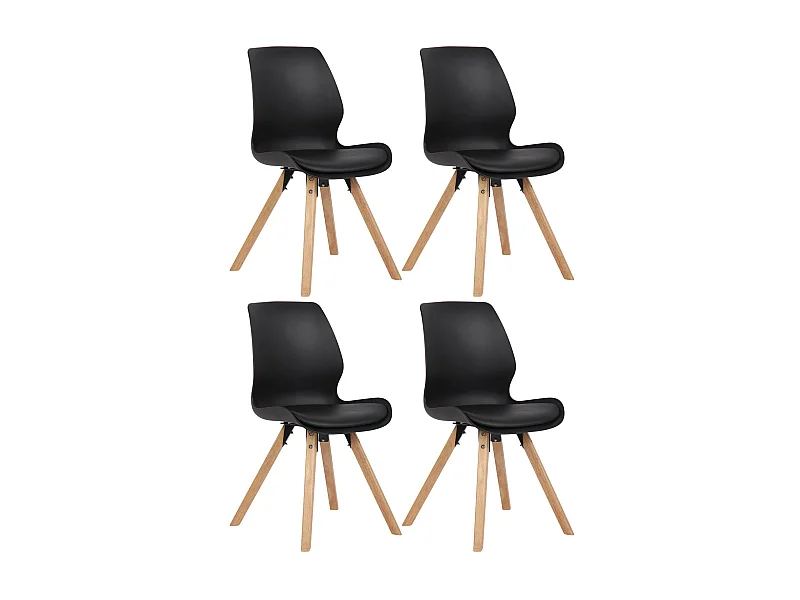 Lot de 4  chaise salle à manger - Plastique - Noir - Luna
