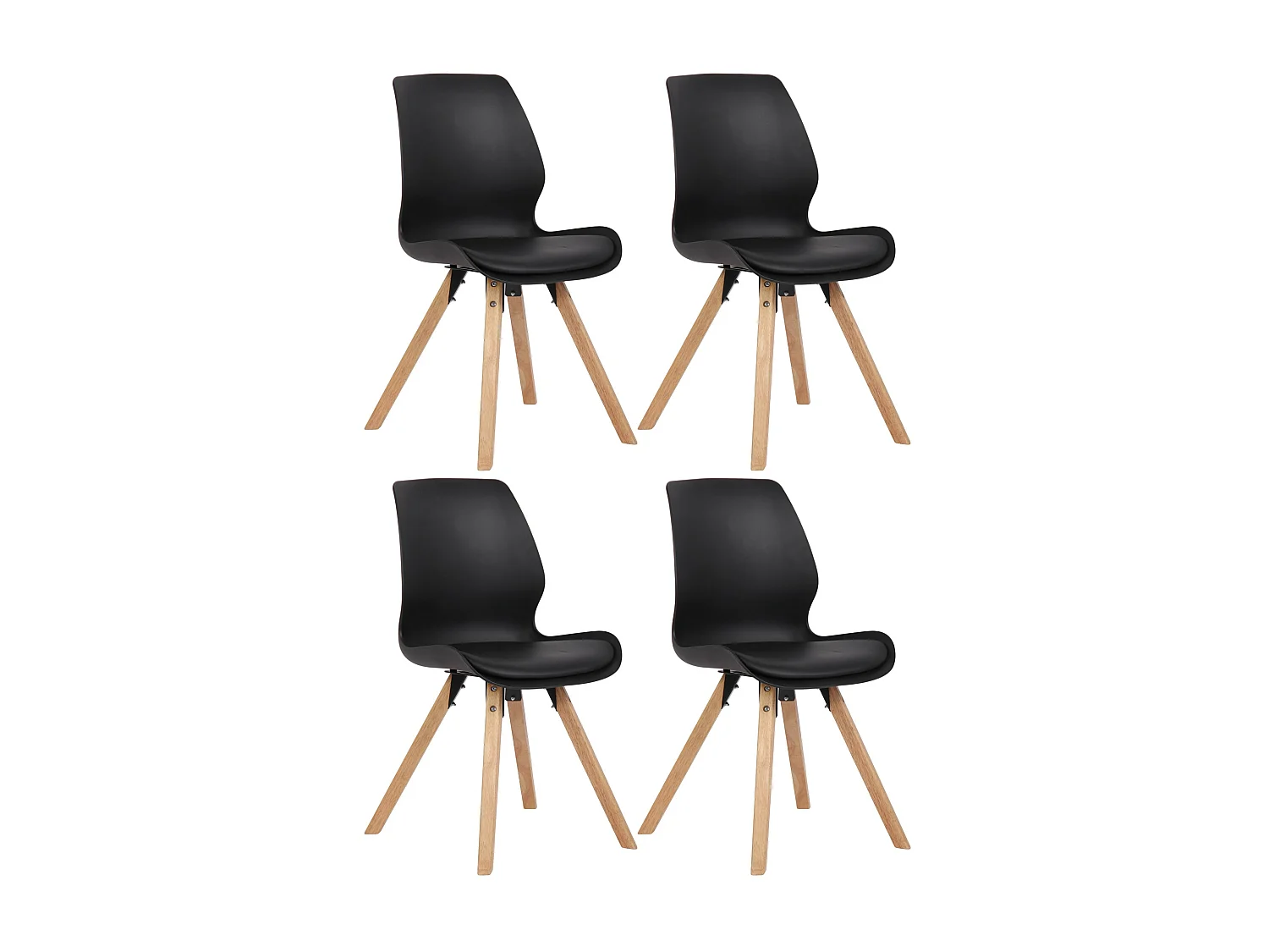 Set van 4  Eetkamerstoelen - Kunststof - zwart - Luna