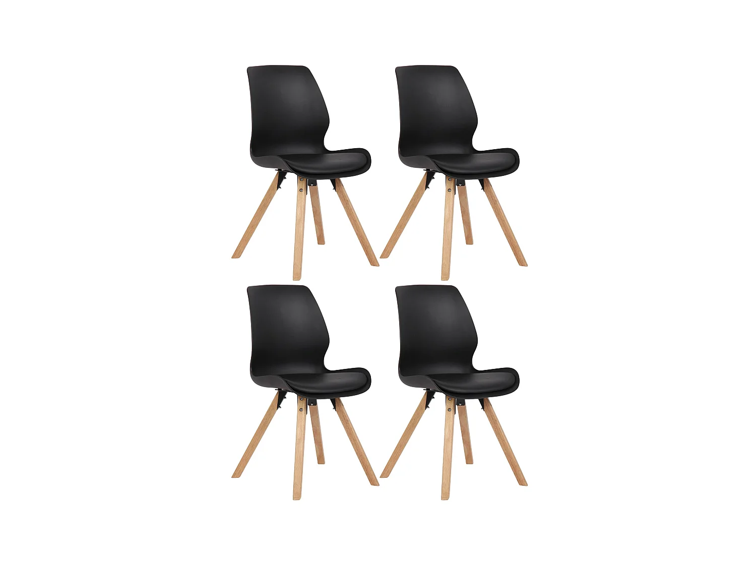 Lot de 4  chaise salle à manger - Plastique - Noir - Luna