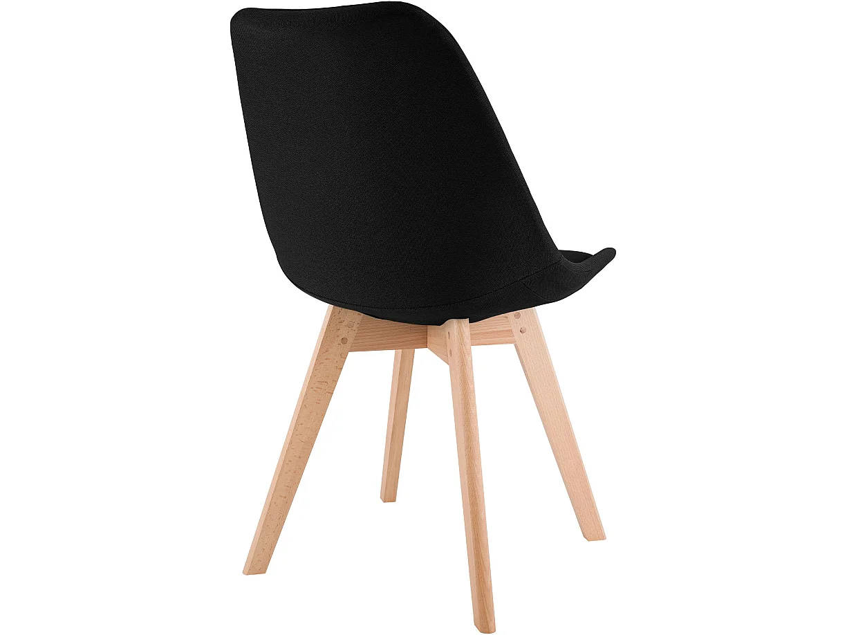 Lot de 4  chaise salle à manger - Tissu - Noir - Linares
