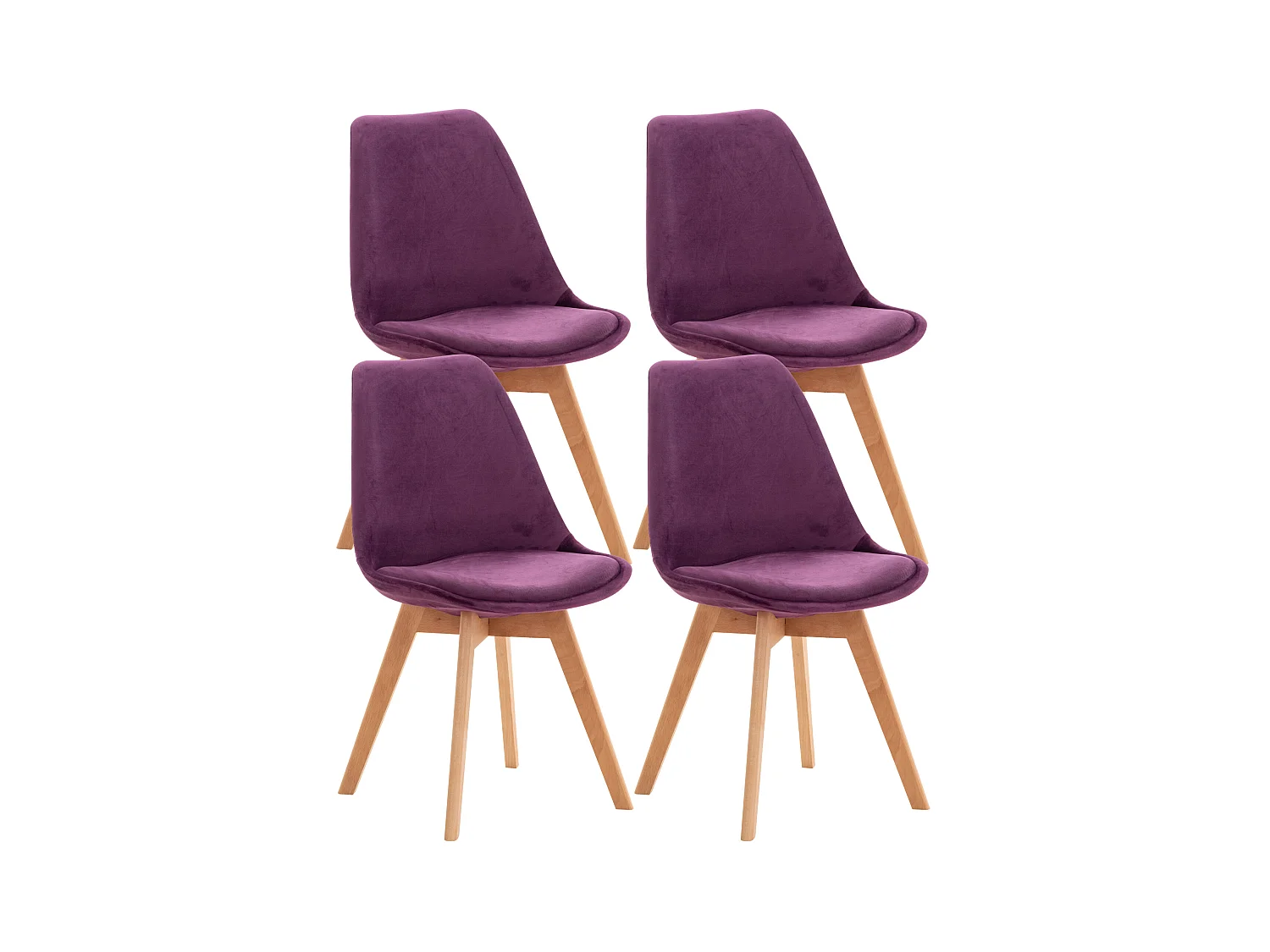 Lot de 4  chaise salle à manger - Velours - Violet - Linares