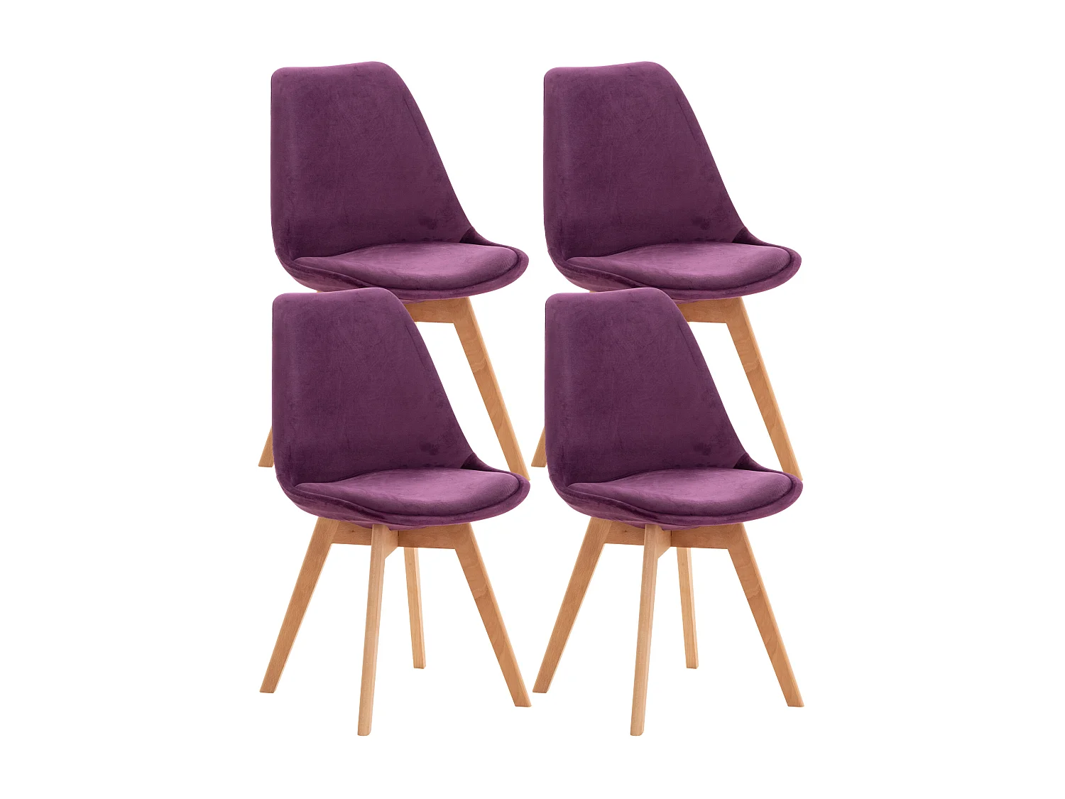 Set van 4  Eetkamerstoelen - Fluweel - purper - Linares