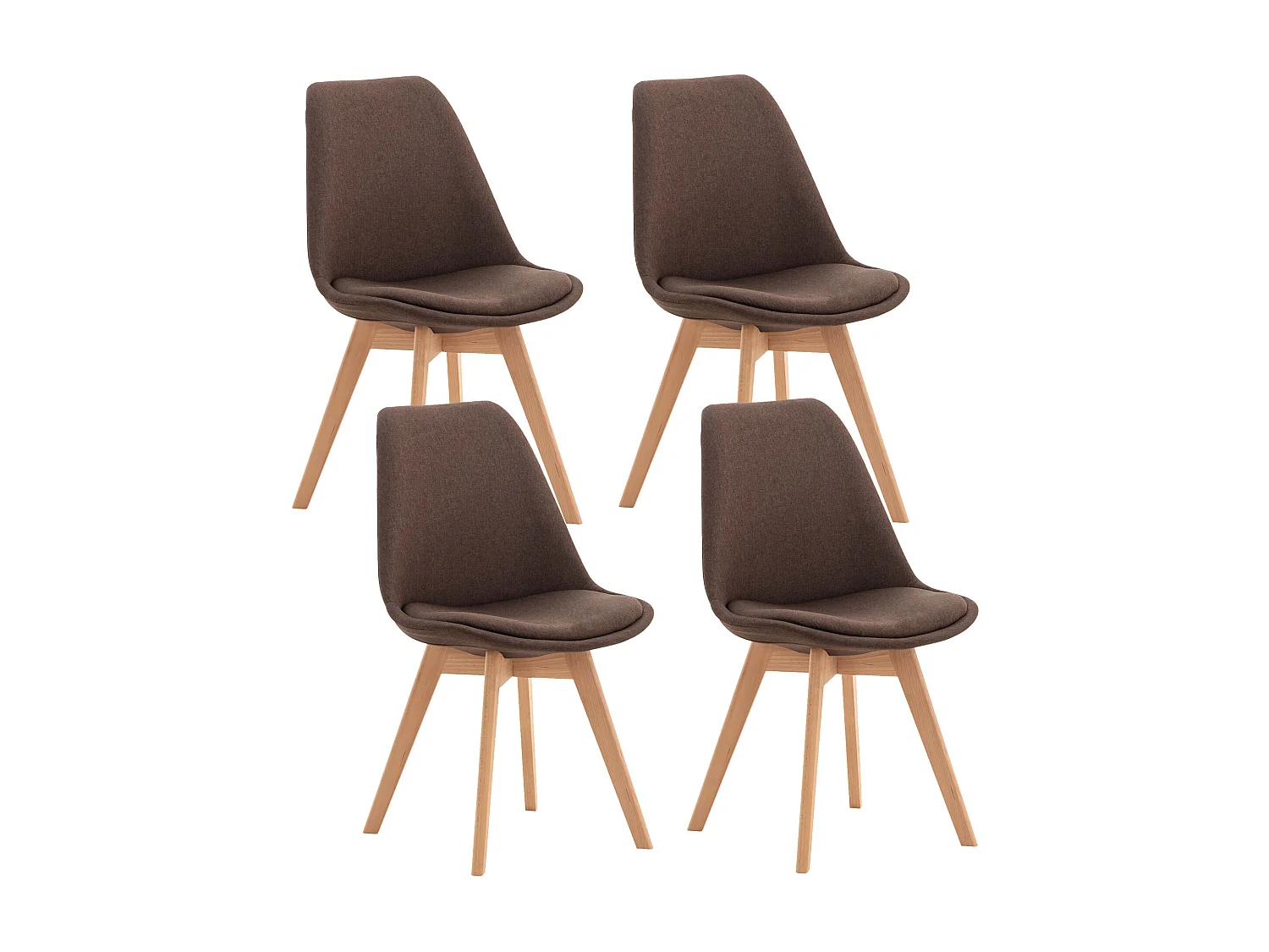 Set van 4  Eetkamerstoelen - Stof - bruin - Linares