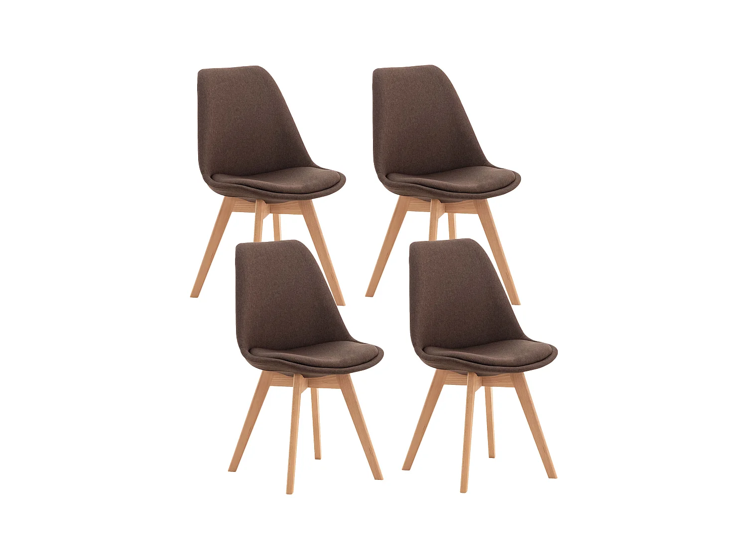 Lot de 4  chaise salle à manger - Tissu - Marron - Linares
