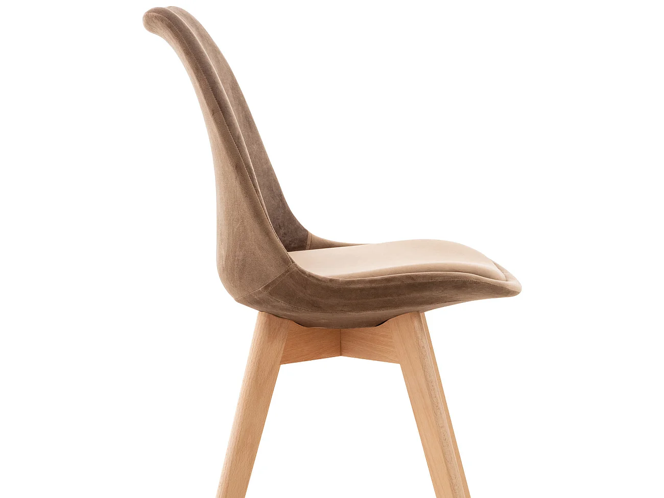 Lot de 4  chaise salle à manger - Velours - Marron - Linares