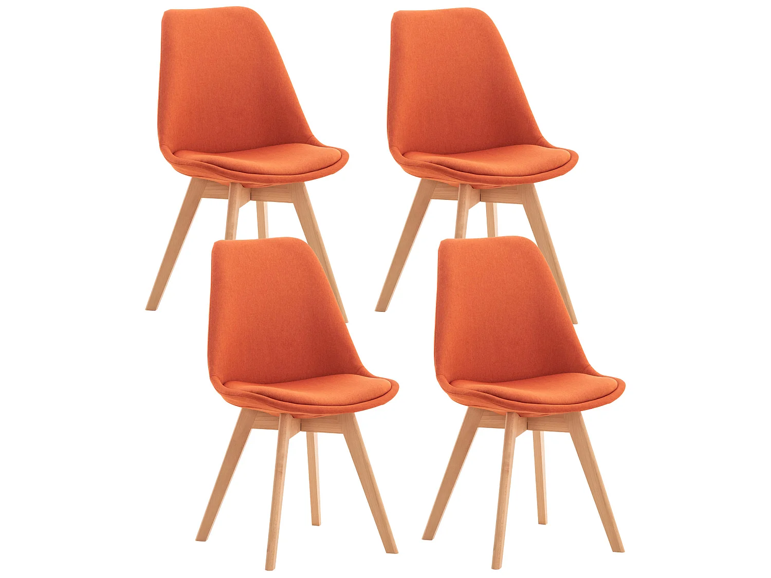 Set van 4  Eetkamerstoelen - Stof - oranje - Linares