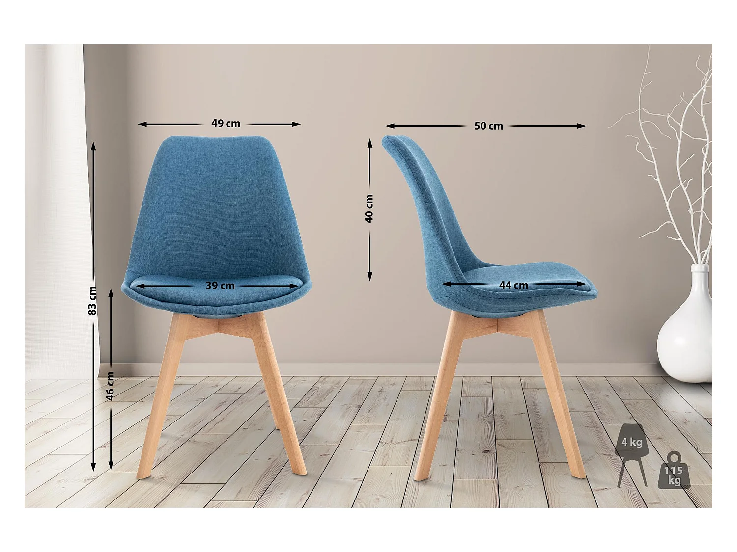 Eetkamerstoelen - Stof - blauw - Linares