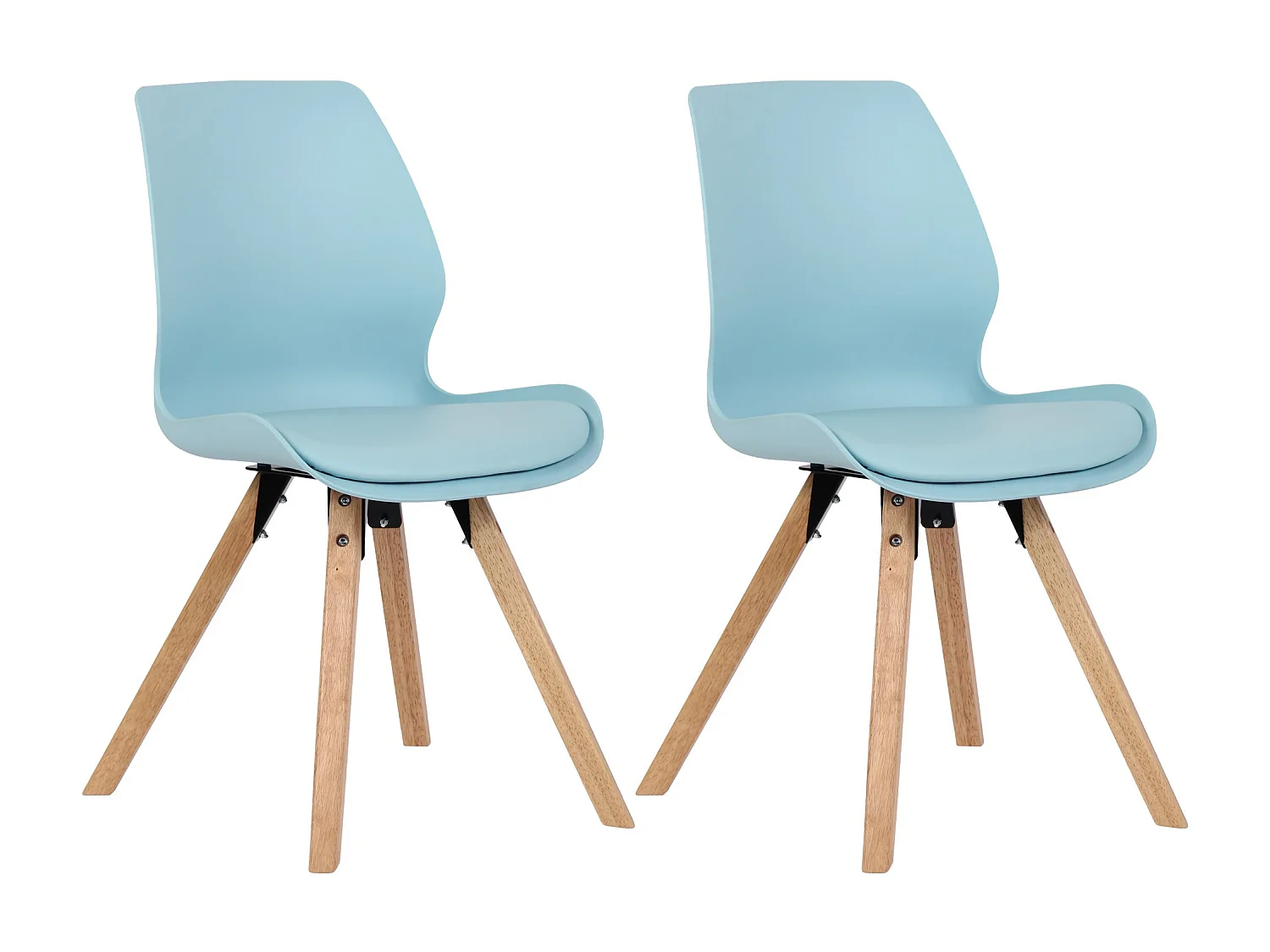 Lot de 2  chaise salle à manger - Plastique - Bleu - Luna