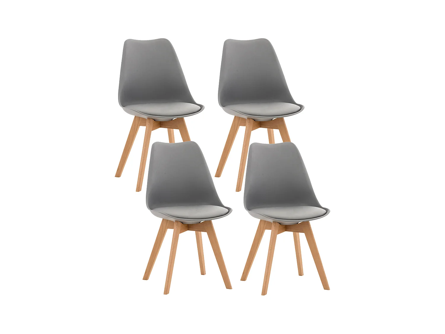 Lot de 4  chaise salle à manger - Plastique - Gris - Linares