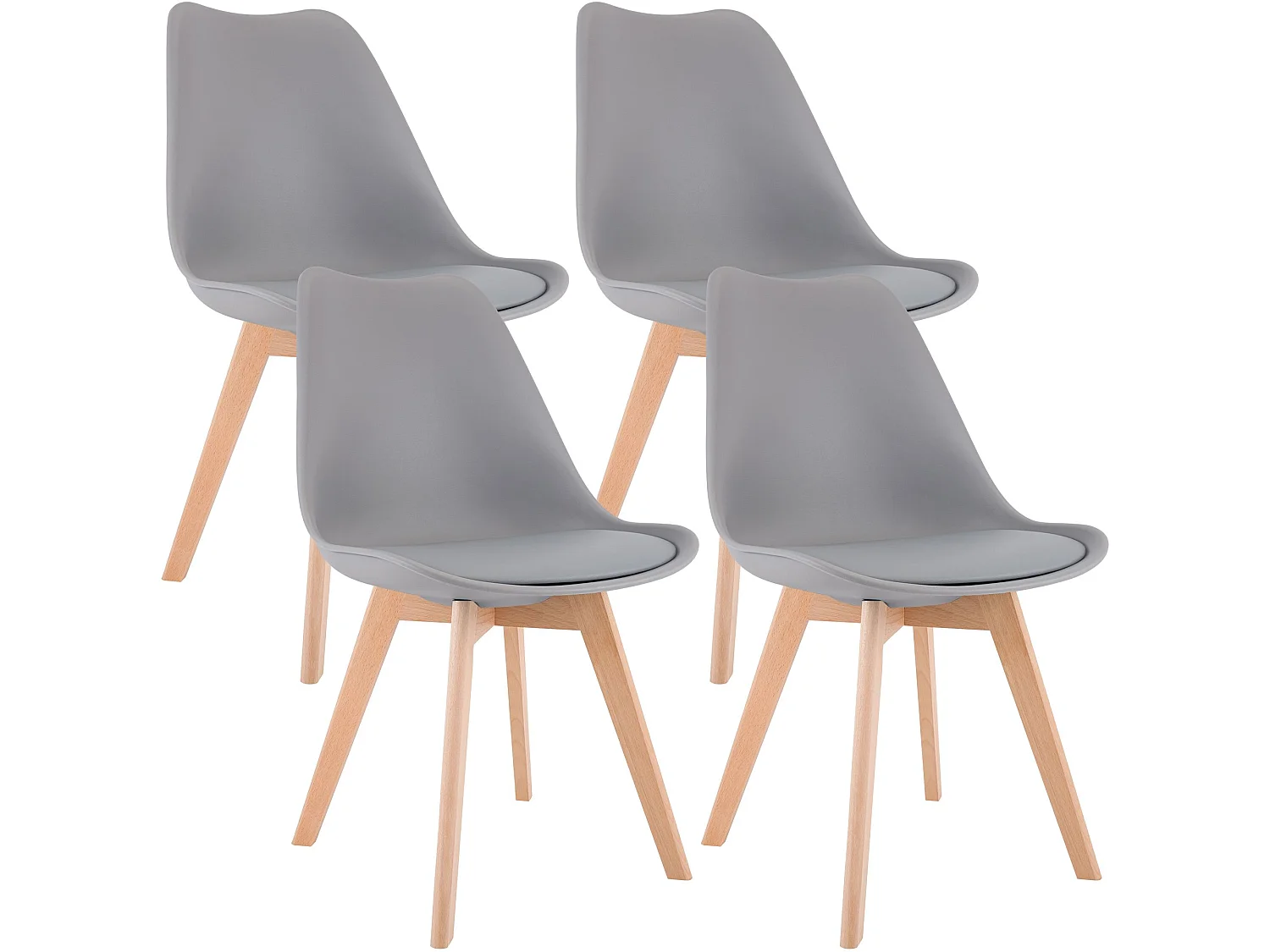 4er Set Esszimmerstuhl - Kunststoff - grau - Linares