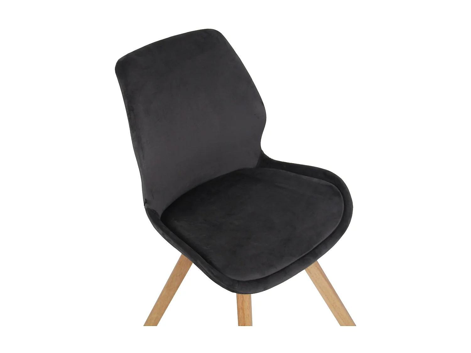 Lot de 4  chaise salle à manger - Velours - Gris foncé - Luna