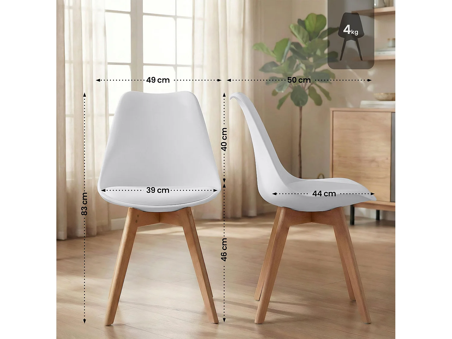chaise salle à manger - Plastique - Blanc - Linares