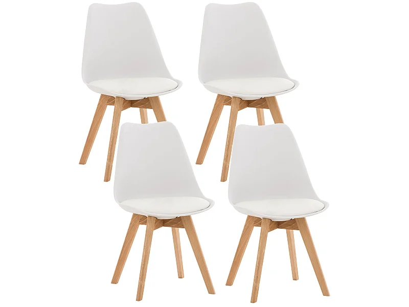 Lot de 4  chaise salle à manger - Plastique - Blanc - Linares