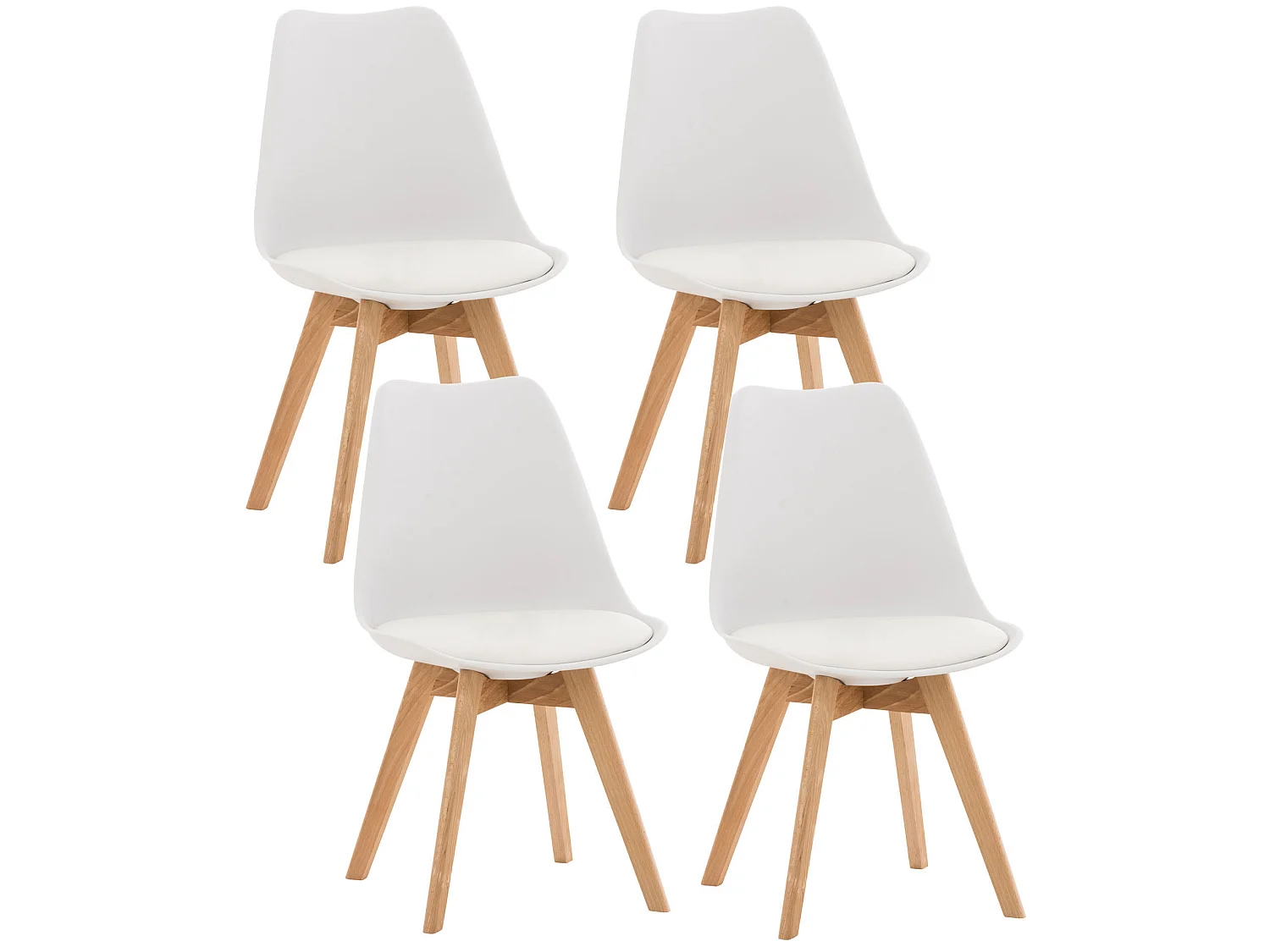 Set van 4  Eetkamerstoelen - Kunststof - wit - Linares