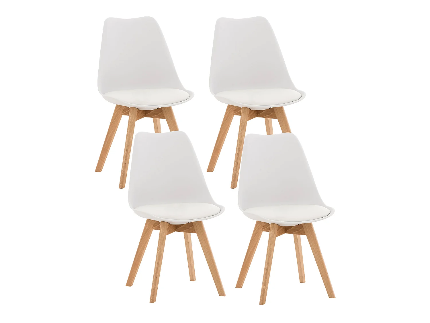 Lot de 4  chaise salle à manger - Plastique - Blanc - Linares