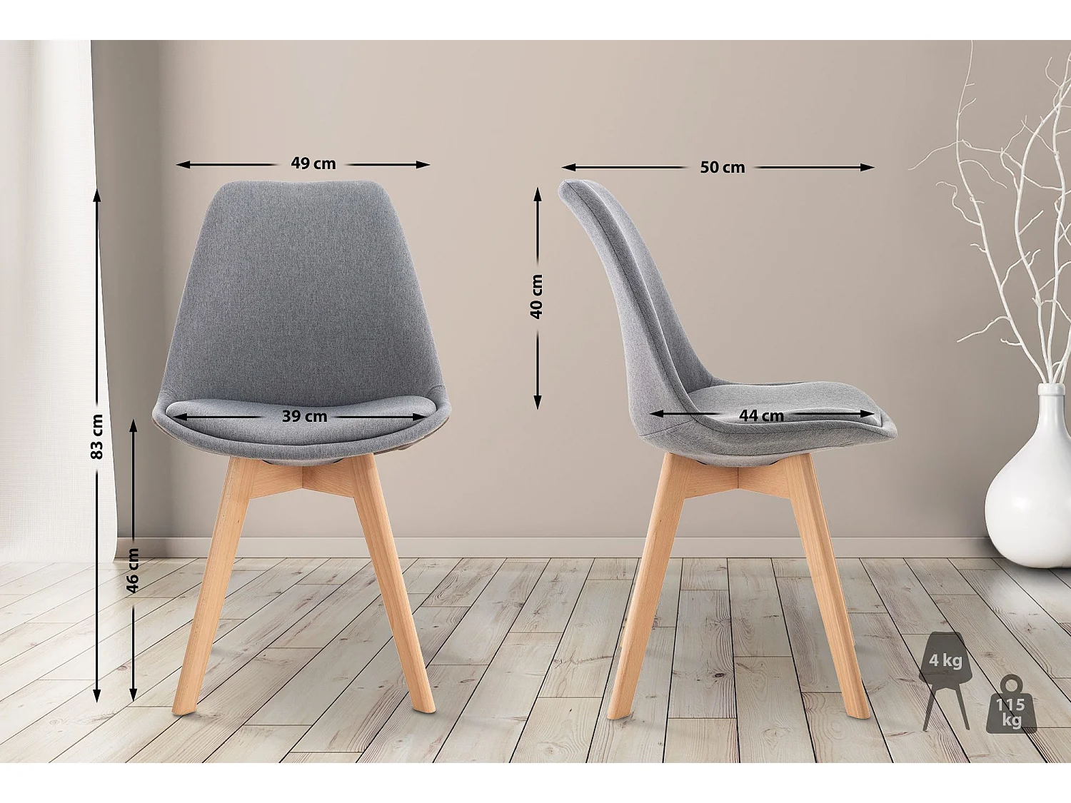 Eetkamerstoelen - Stof - licht grijs - Linares