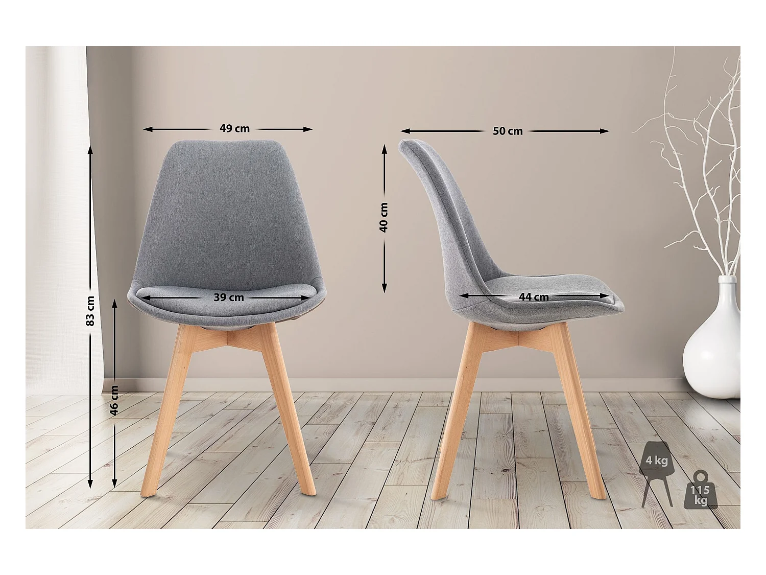 Eetkamerstoelen - Stof - licht grijs - Linares