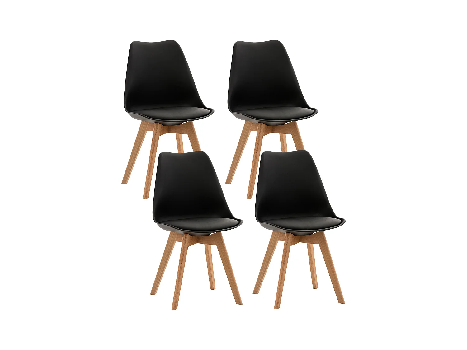 Lot de 4  chaise salle à manger - Plastique - Noir - Linares