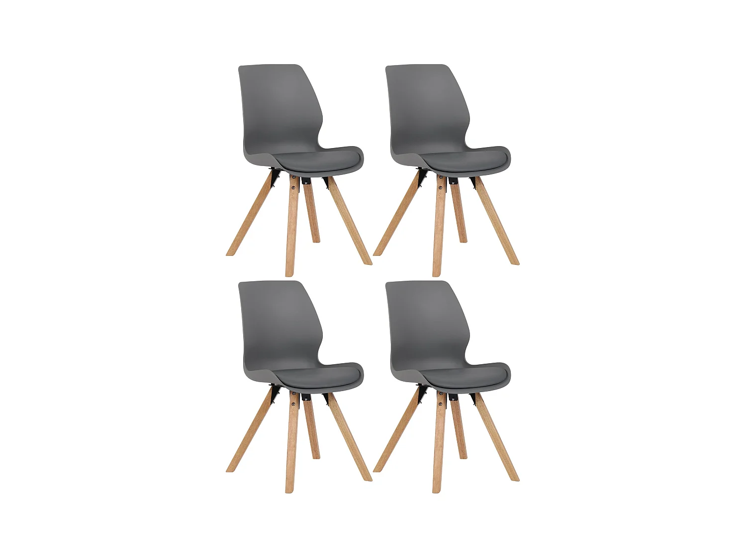 Lot de 4  chaise salle à manger - Plastique - Gris - Luna