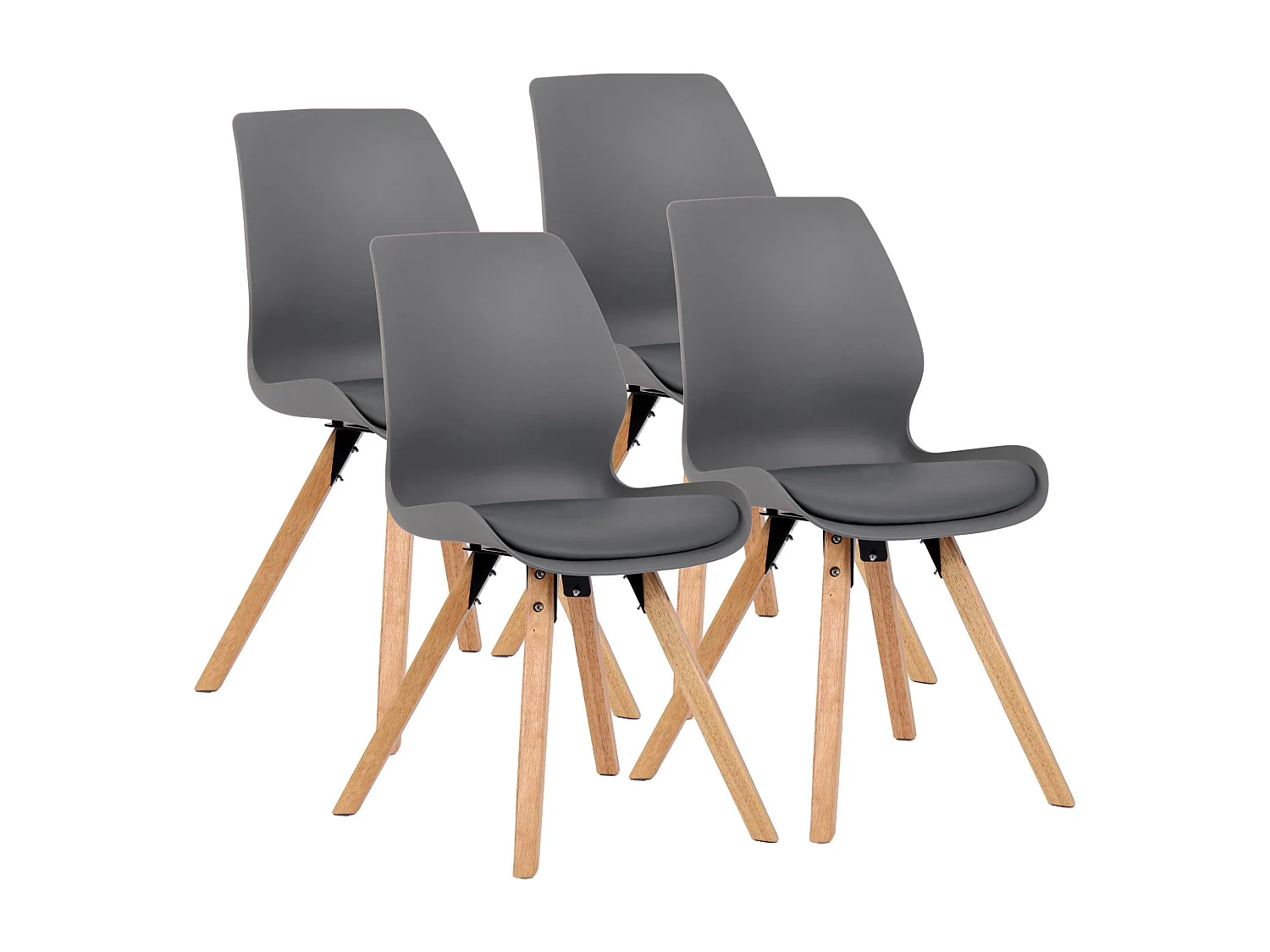 Lot de 4  chaise salle à manger - Plastique - Gris - Luna