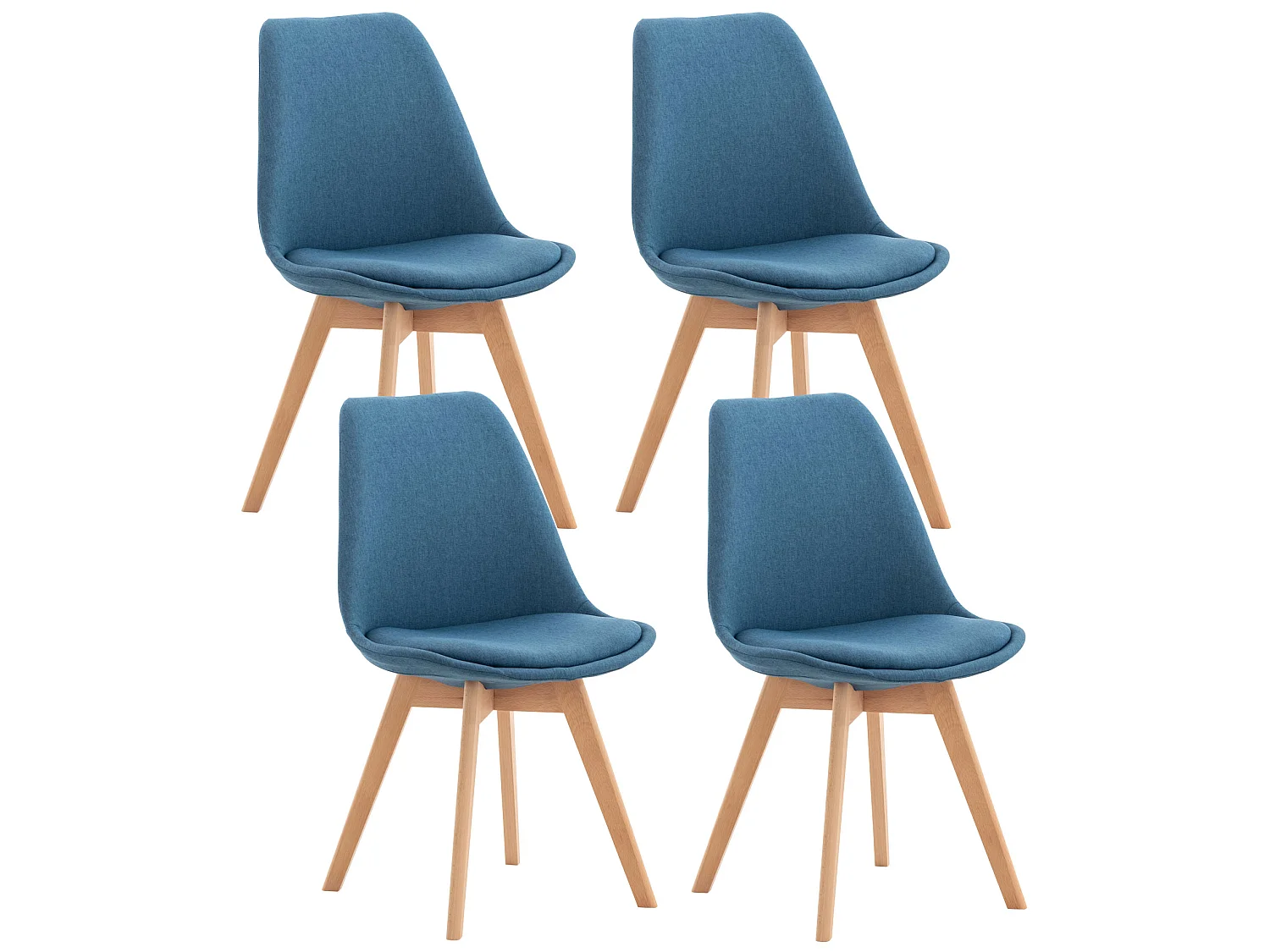 4er Set Esszimmerstuhl - Stoff - blau - Linares