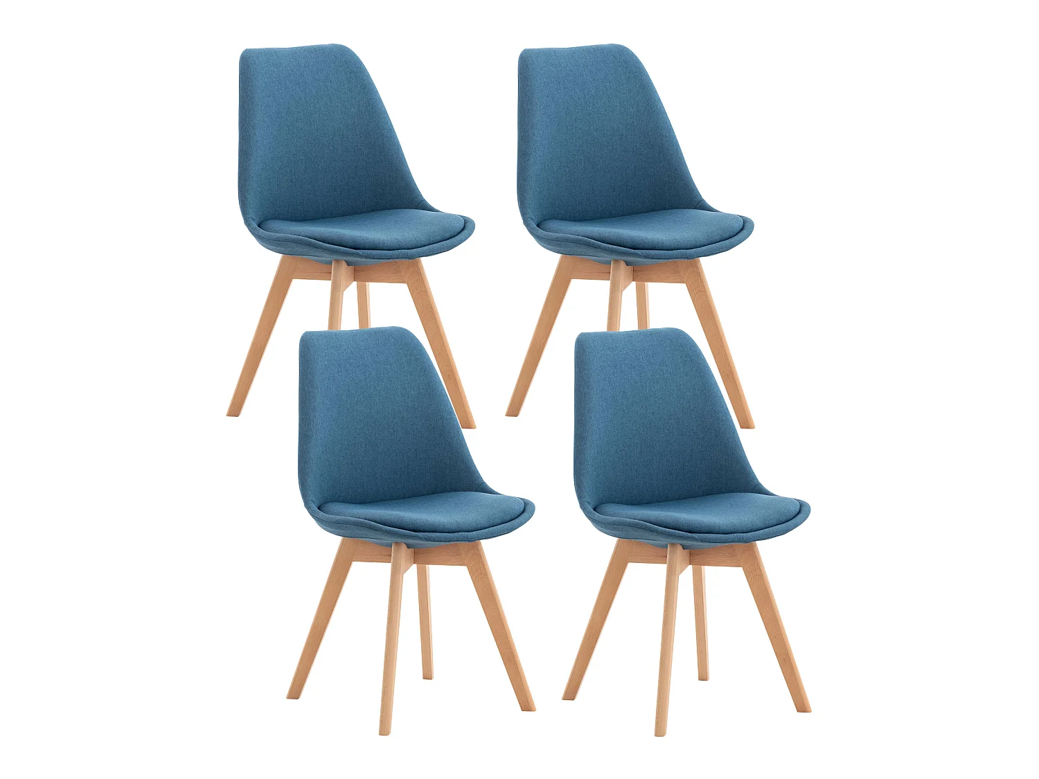 Lot de 4  chaise salle à manger - Tissu - Bleu - Linares