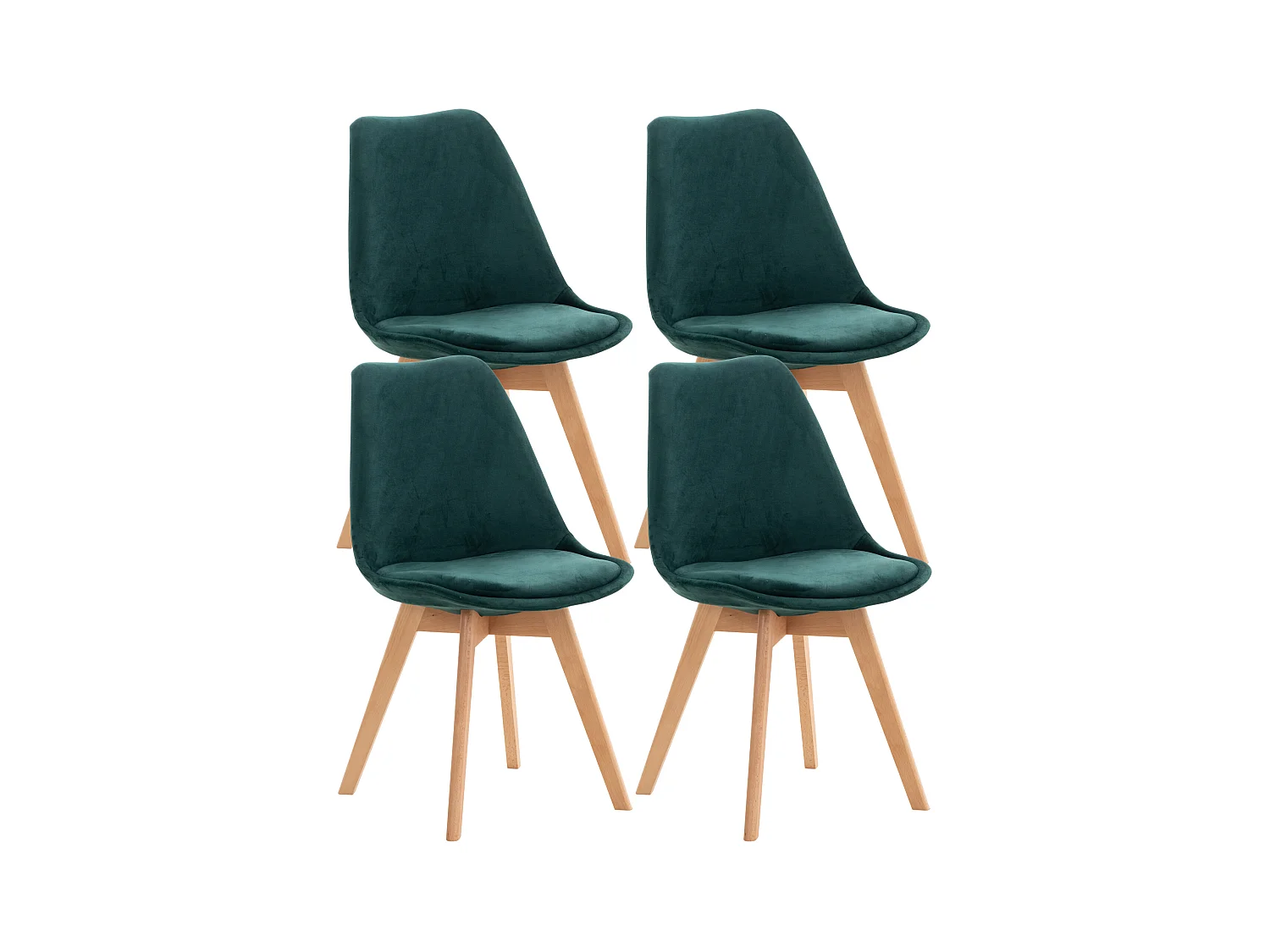 Set van 4  Eetkamerstoelen - Fluweel - groen - Linares