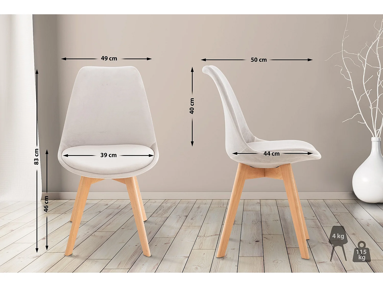 Eetkamerstoelen - Fluweel - licht grijs - Linares