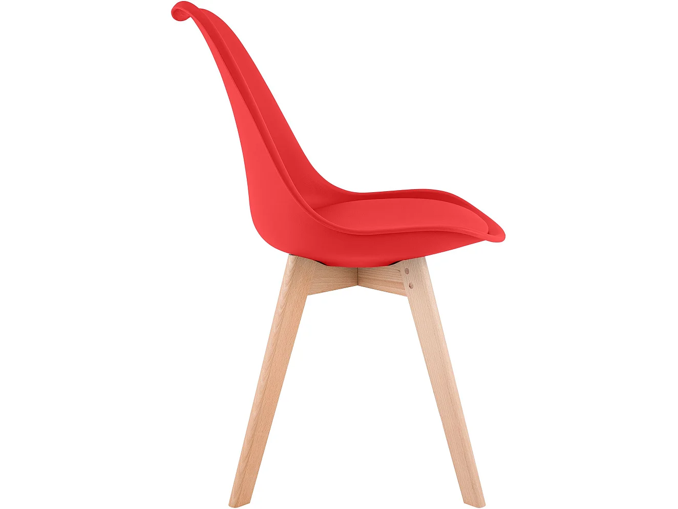 Lot de 4  chaise salle à manger - Plastique - Rouge - Linares