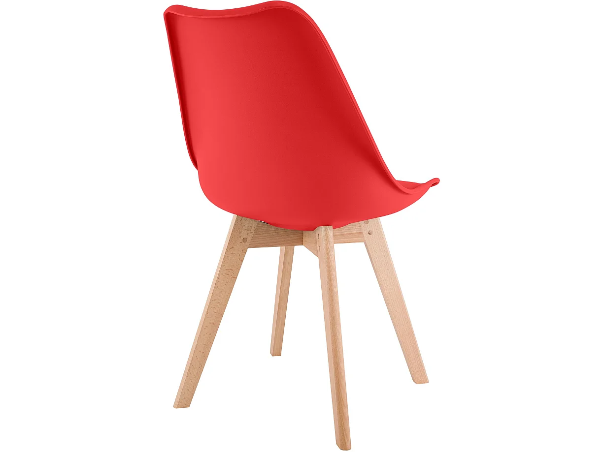 Lot de 4  chaise salle à manger - Plastique - Rouge - Linares
