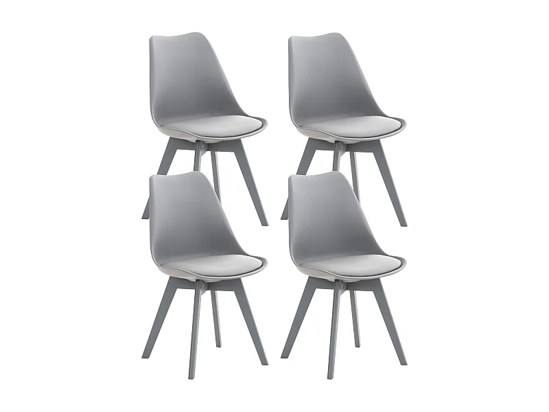 Lot de 4  chaise salle à manger - Plastique - Gris / Gris - Linares