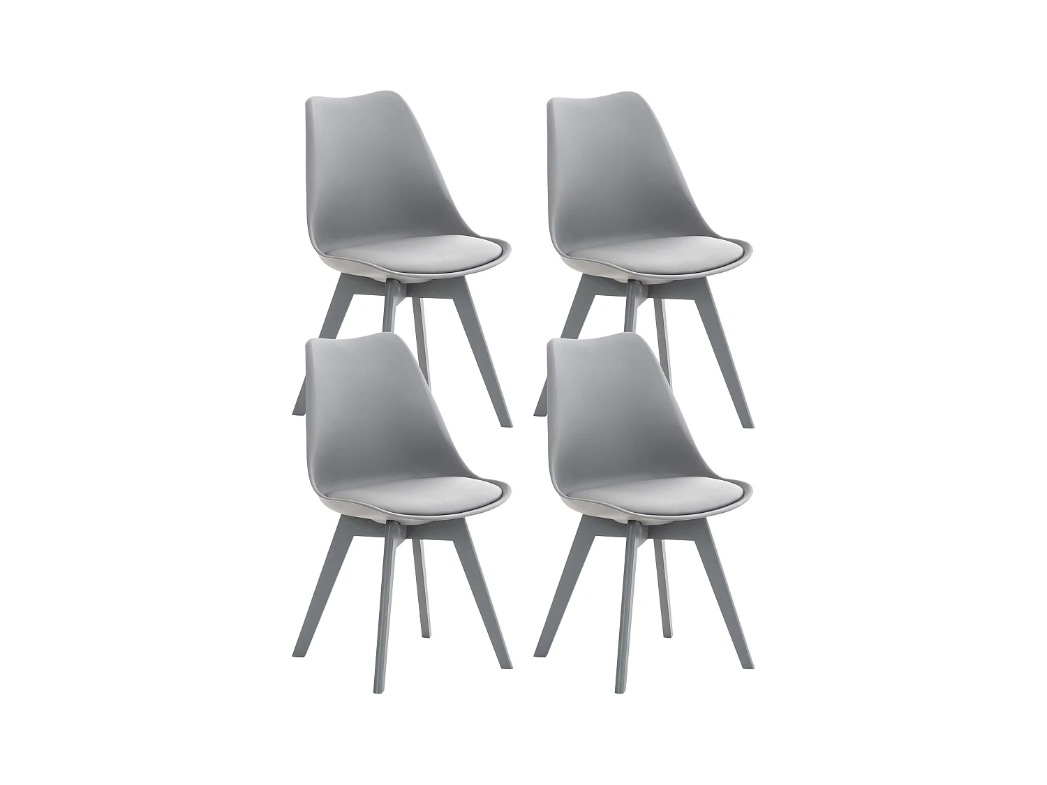 Lot de 4  chaise salle à manger - Plastique - Gris / Gris - Linares