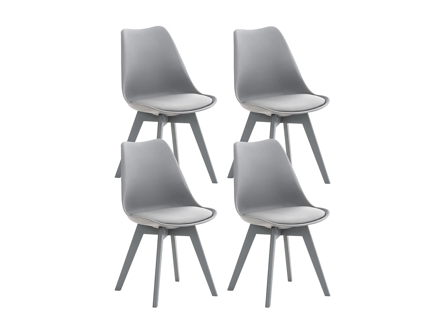 Lot de 4  chaise salle à manger - Plastique - Gris / Gris - Linares