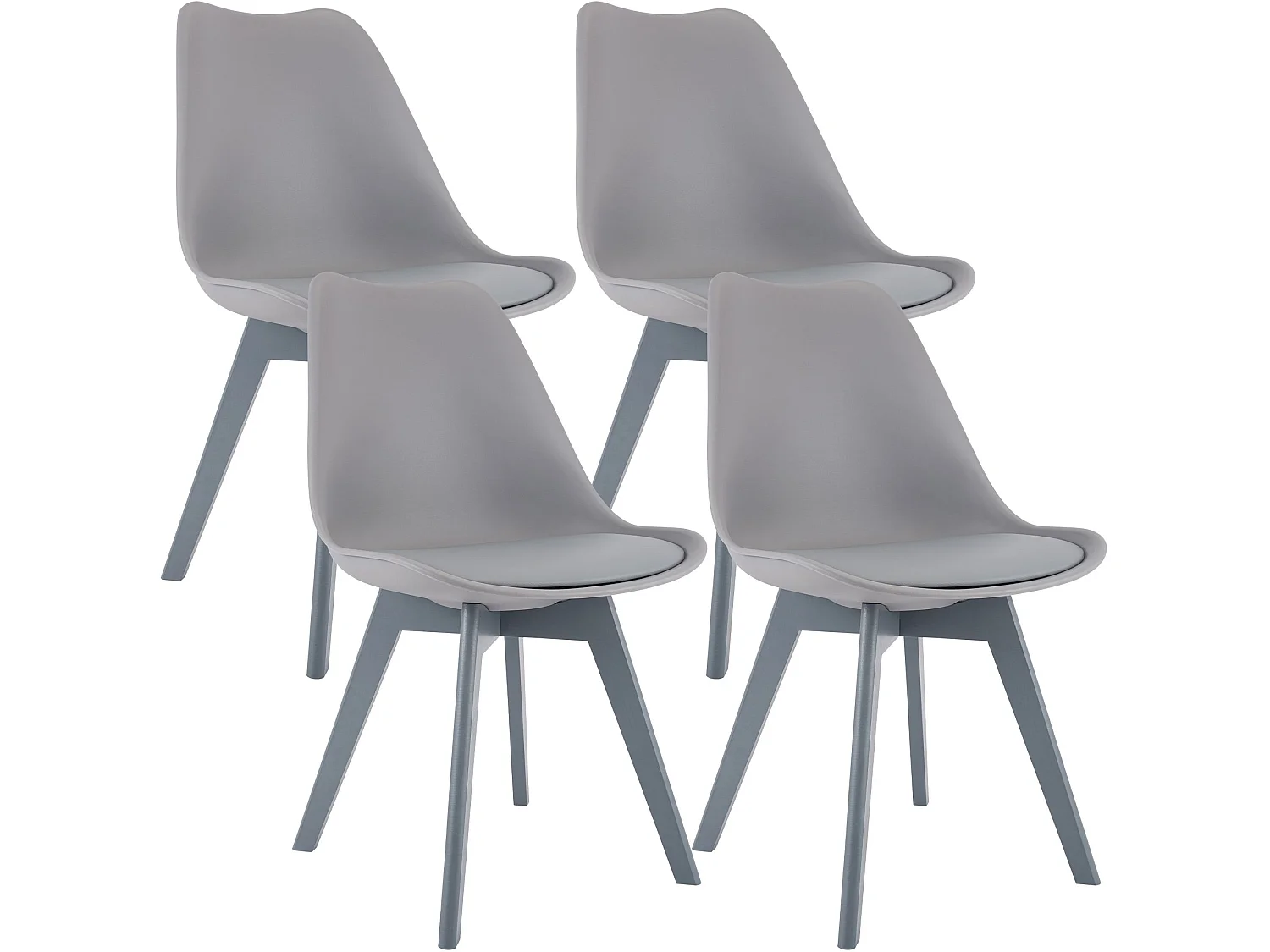 Lot de 4  chaise salle à manger - Plastique - Gris / Gris - Linares