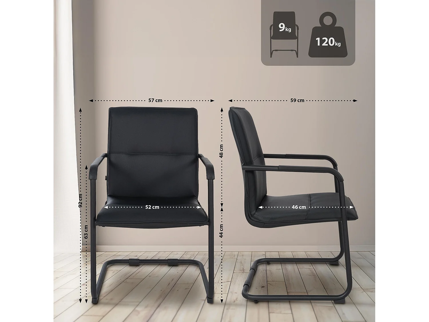 chaises oscillantes - Similicuir & Blanc - Noir / Noir - Seattle