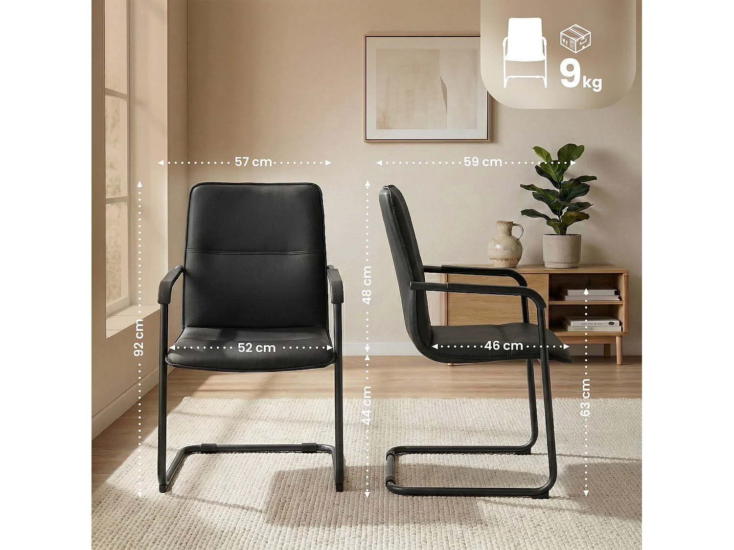 schommelstoelen - Kunstleer - zwart/zwart - Seattle
