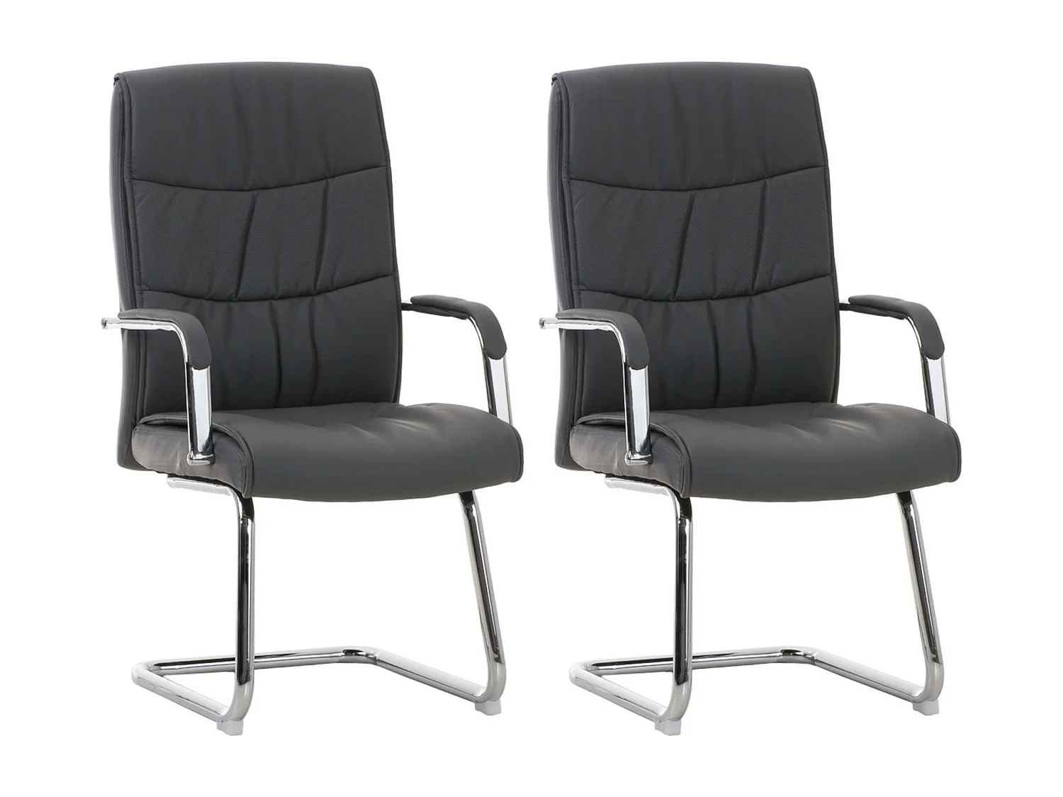 Lot de 2  chaises oscillantes - Similicuir - Gris - Caro