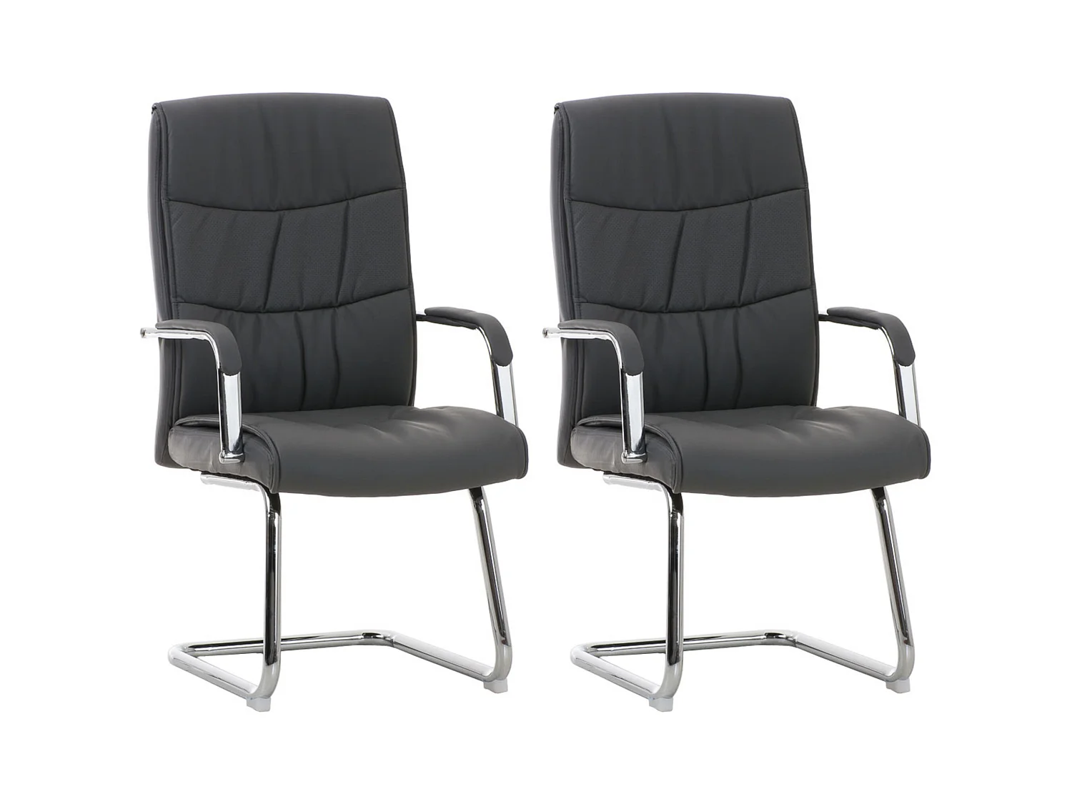 Lot de 2  chaises oscillantes - Similicuir - Gris - Caro