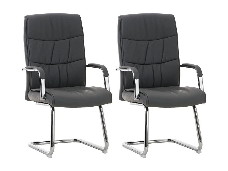 Lot de 2  chaises oscillantes - Similicuir - Gris - Caro