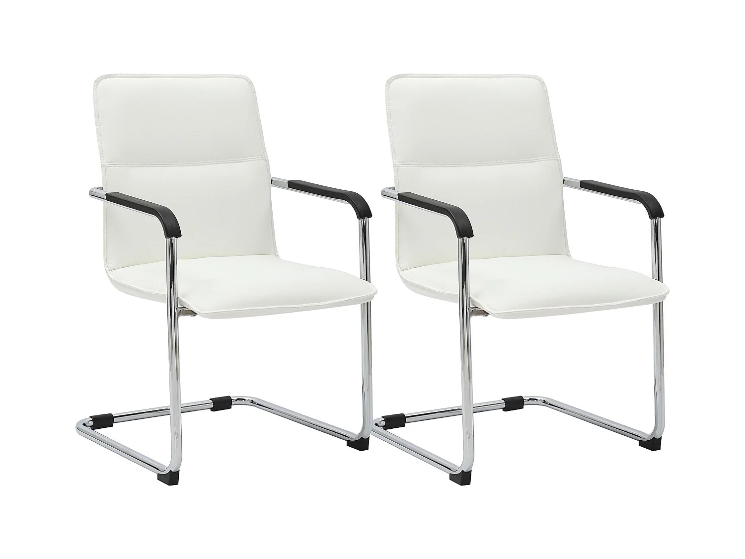 Lot de 2  chaises oscillantes - Similicuir & Blanc - Blanc - Seattle