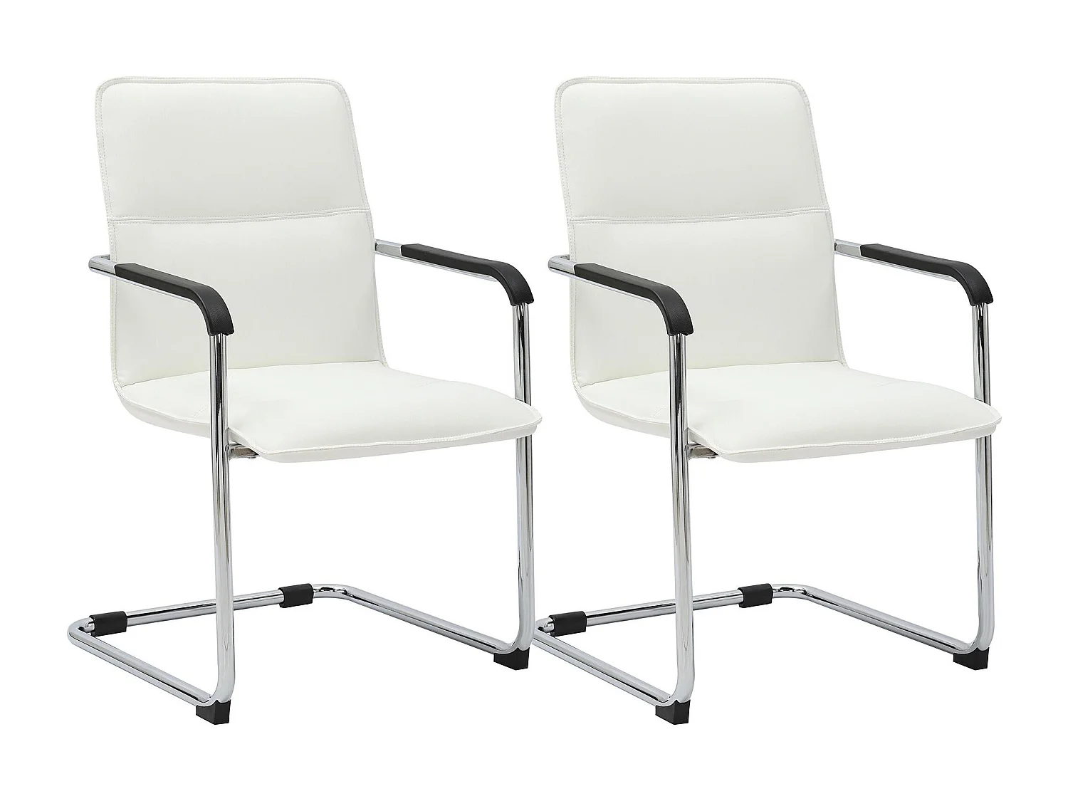 Lot de 2  chaises oscillantes - Similicuir & Nature - Blanc - Seattle