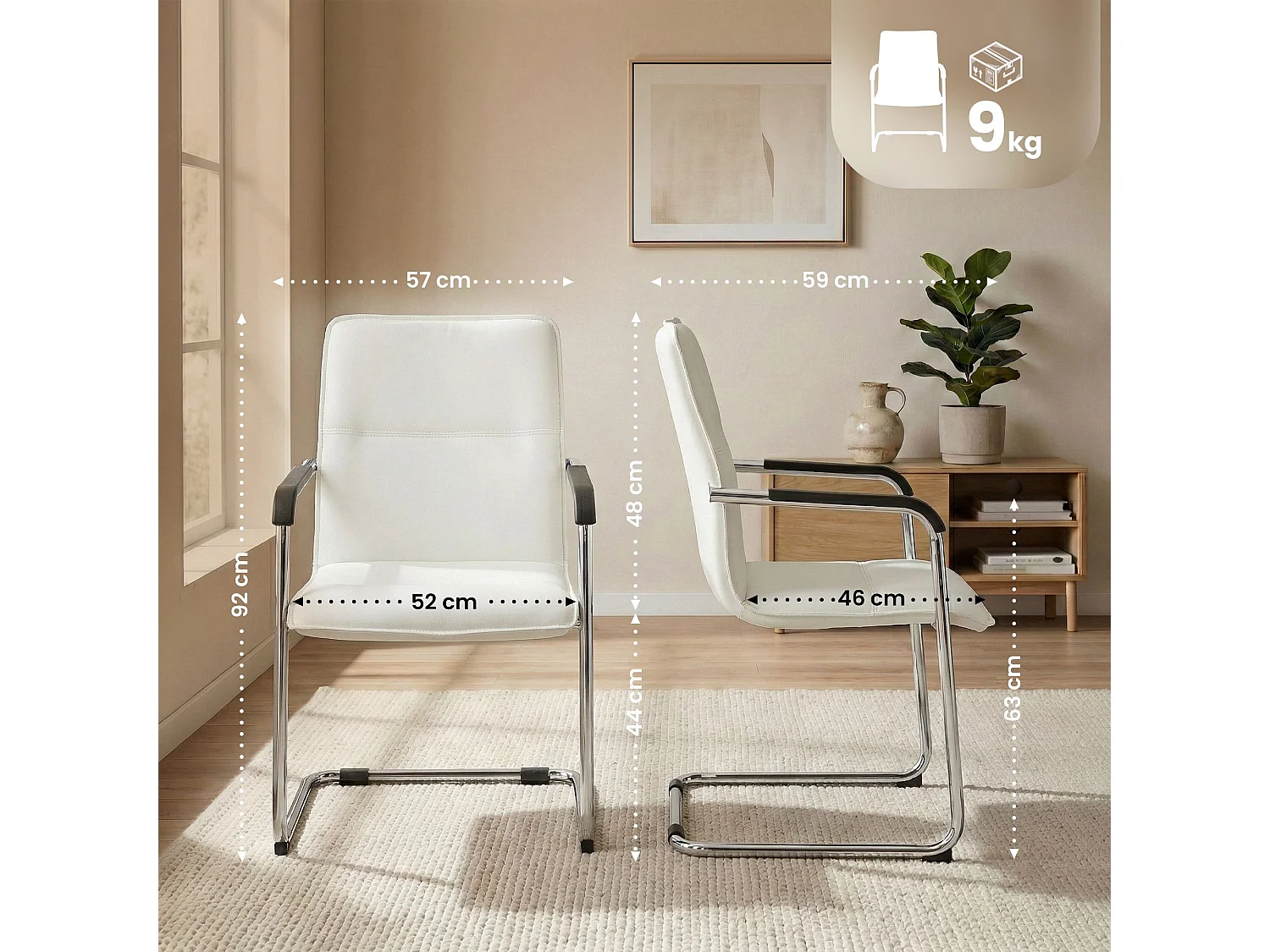 Lot de 2  chaises oscillantes - Similicuir & Nature - Blanc - Seattle