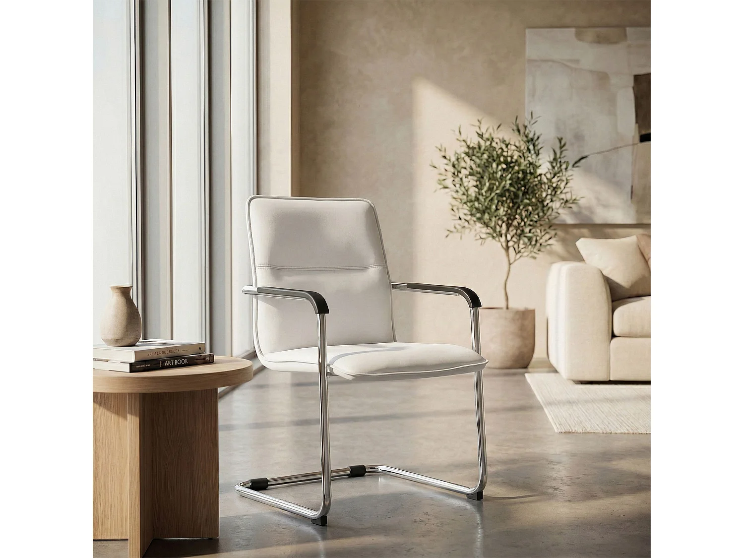Lot de 2  chaises oscillantes - Similicuir & Nature - Blanc - Seattle