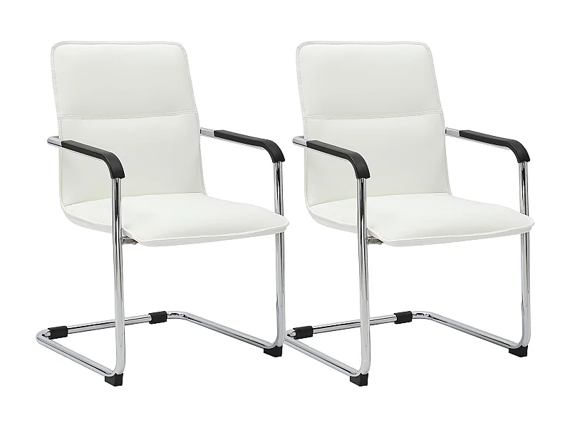 Lot de 2  chaises oscillantes - Similicuir & Blanc - Blanc - Seattle