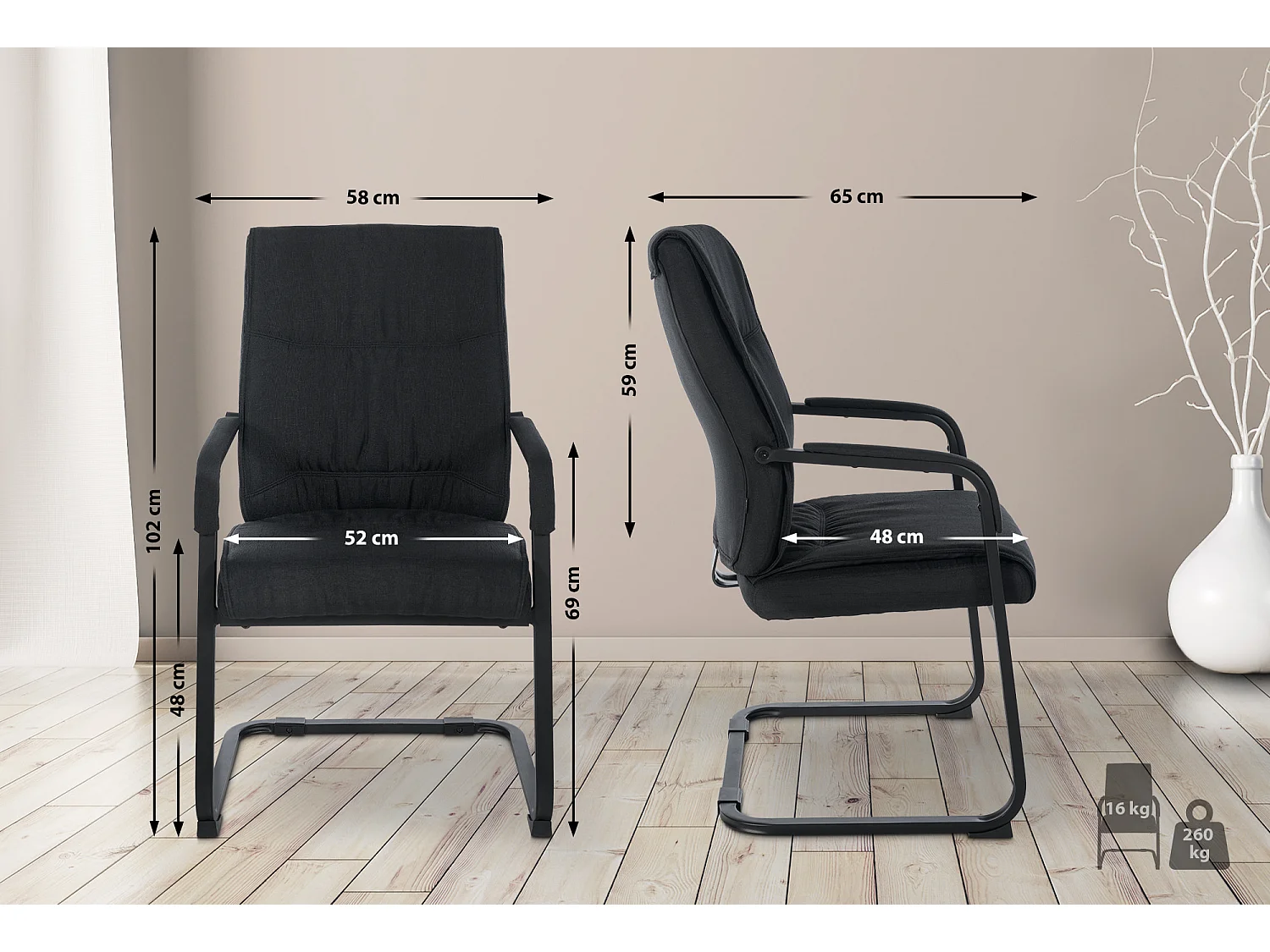 chaises oscillantes - Tissu & Antique clair - Noir / Noir - XXL Anubis