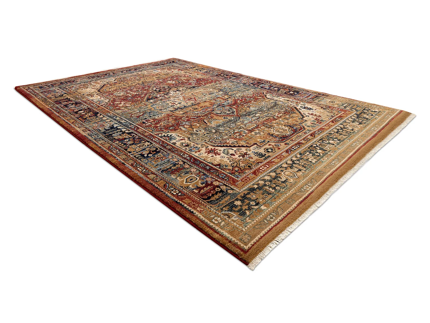 Tapis KESHAN franges, Ornement oriental 7518/53528 beige / bleu foncé 200x290 cm