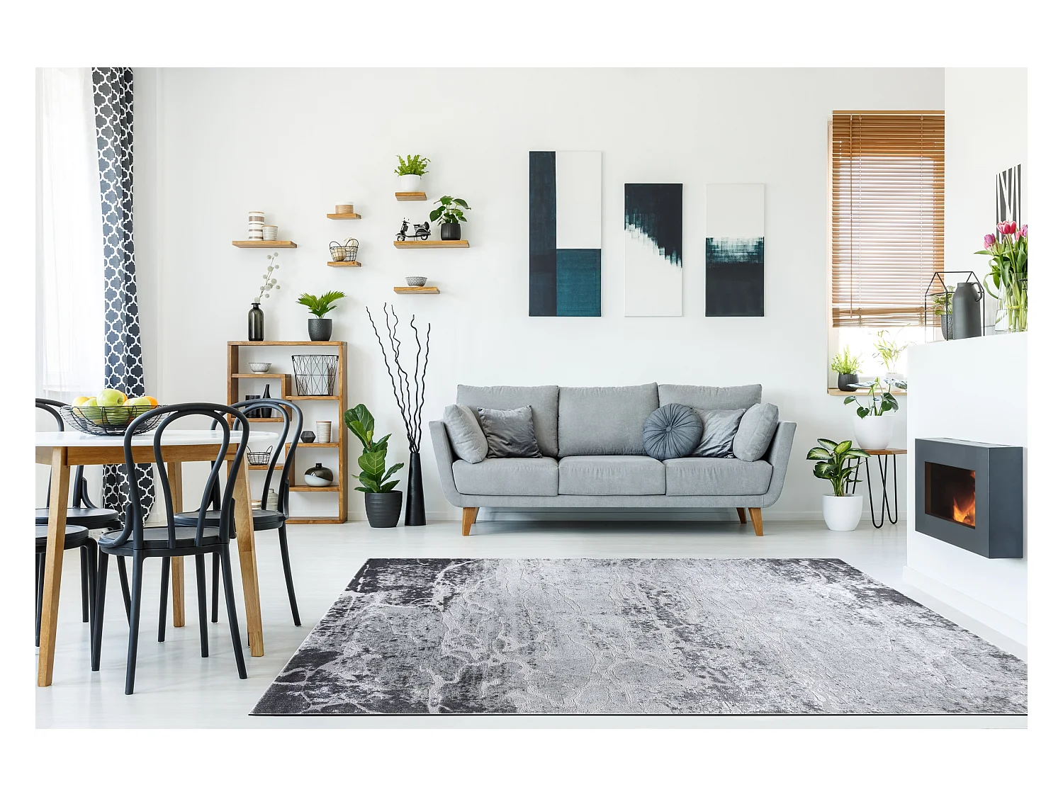 Tapis MEFE moderne  6182 Béton - Structural deux niveaux de molleton  120x170 cm