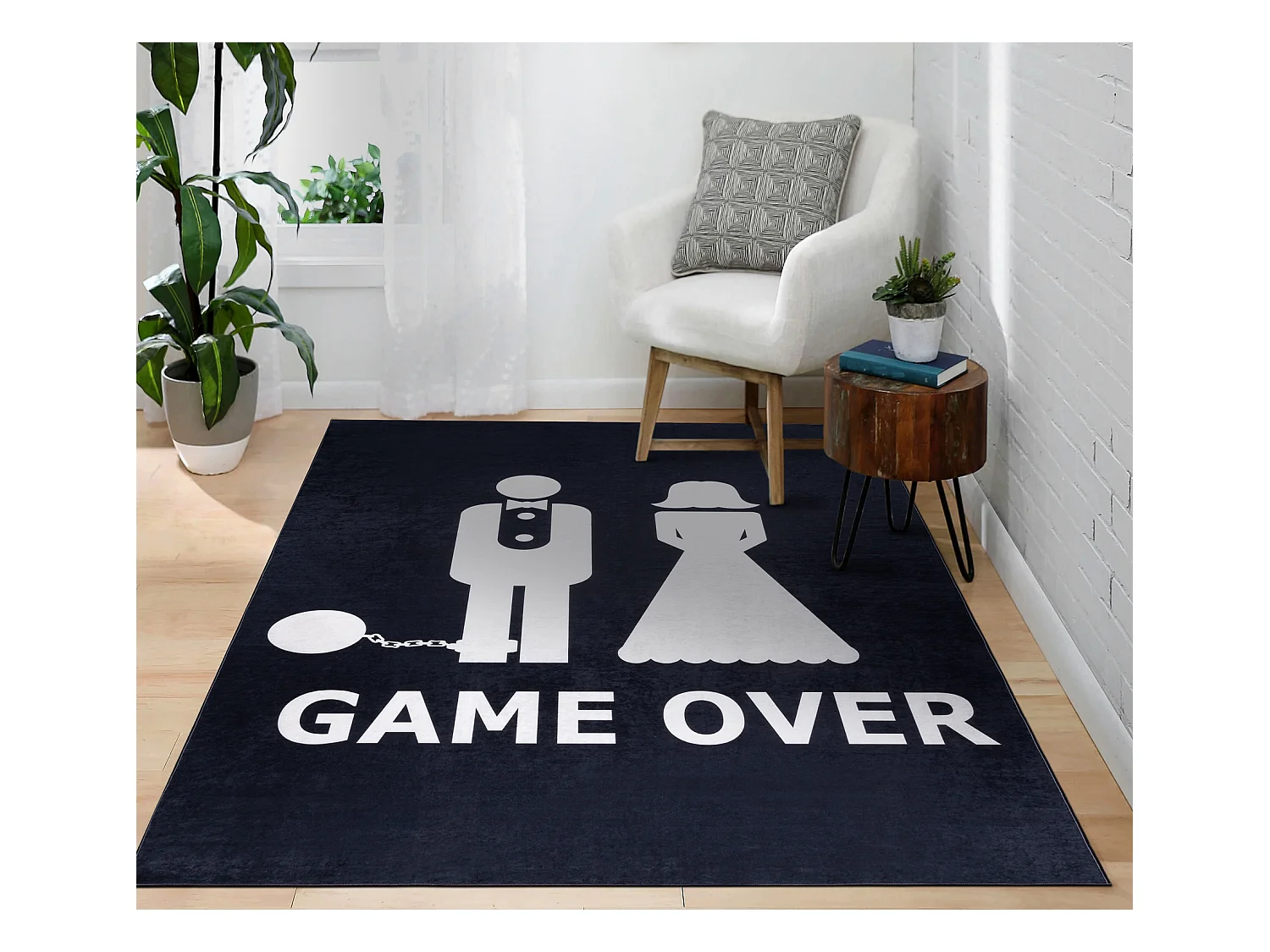 Waschbarer Teppich BAMBINO 2104 'Game over' Hochzeit, Junggesellenabsc 120x170 cm