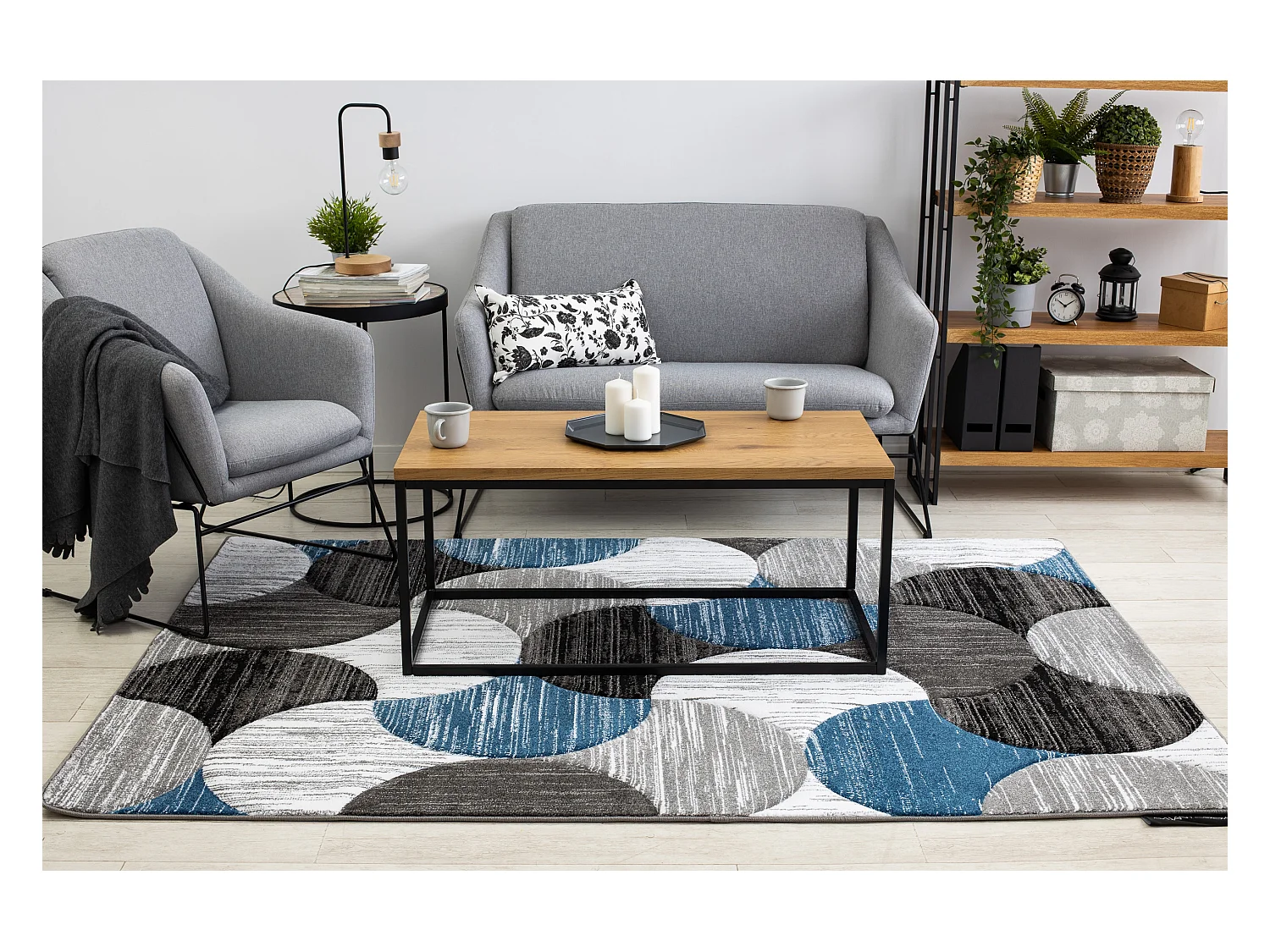 Tapijt ALTER Geo Schelpen blauw 120x170 cm